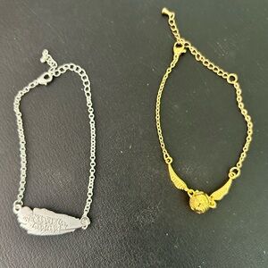 Pair Of Harry Potter Bracelets Golden Snitch & Wingardium Leviosa